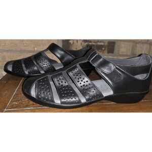 Propet April Sandals Womens Size 12m‎ Black Leather Fisherman Comfort Shoes